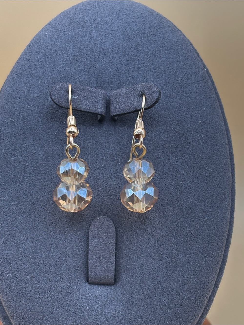Faceted Earrings Crystal Drop Dangle Earrings - Champagne